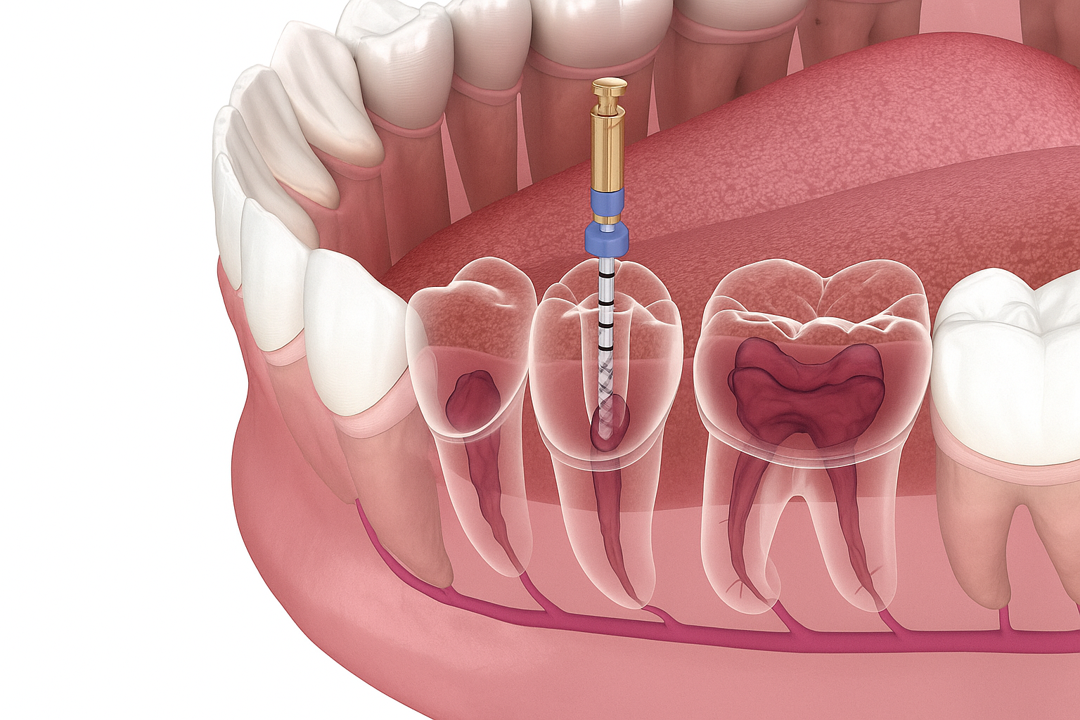 Illustration of a root canal procedure